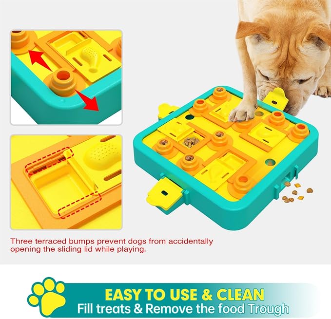 Dog Puzzle Toy Mental Stimulation - Level 3 in 1 Dogs Food Feeder Puzzle, Dog Treat Puzzle Feeder (Advanced - Blue Board) - PhishStones Products