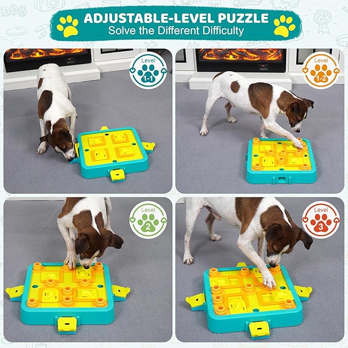 Dog Puzzle Toy Mental Stimulation - Level 3 in 1 Dogs Food Feeder Puzzle, Dog Treat Puzzle Feeder (Advanced - Blue Board) - PhishStones Products