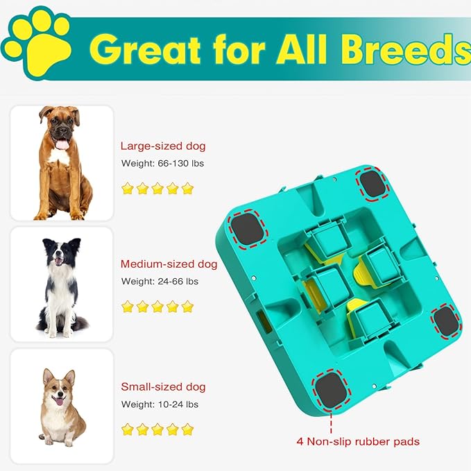 Dog Puzzle Toy Mental Stimulation - Level 3 in 1 Dogs Food Feeder Puzzle, Dog Treat Puzzle Feeder (Advanced - Blue Board) - PhishStones Products