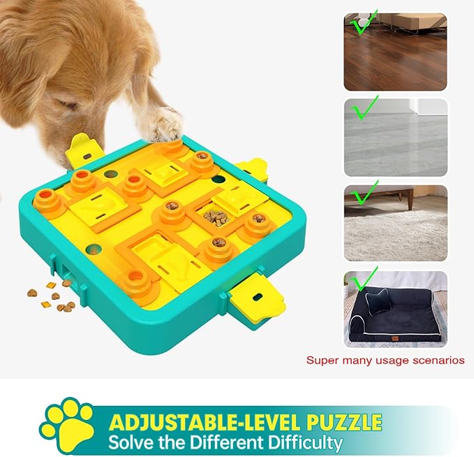 Dog Puzzle Toy Mental Stimulation - Level 3 in 1 Dogs Food Feeder Puzzle, Dog Treat Puzzle Feeder (Advanced - Blue Board) - PhishStones Products