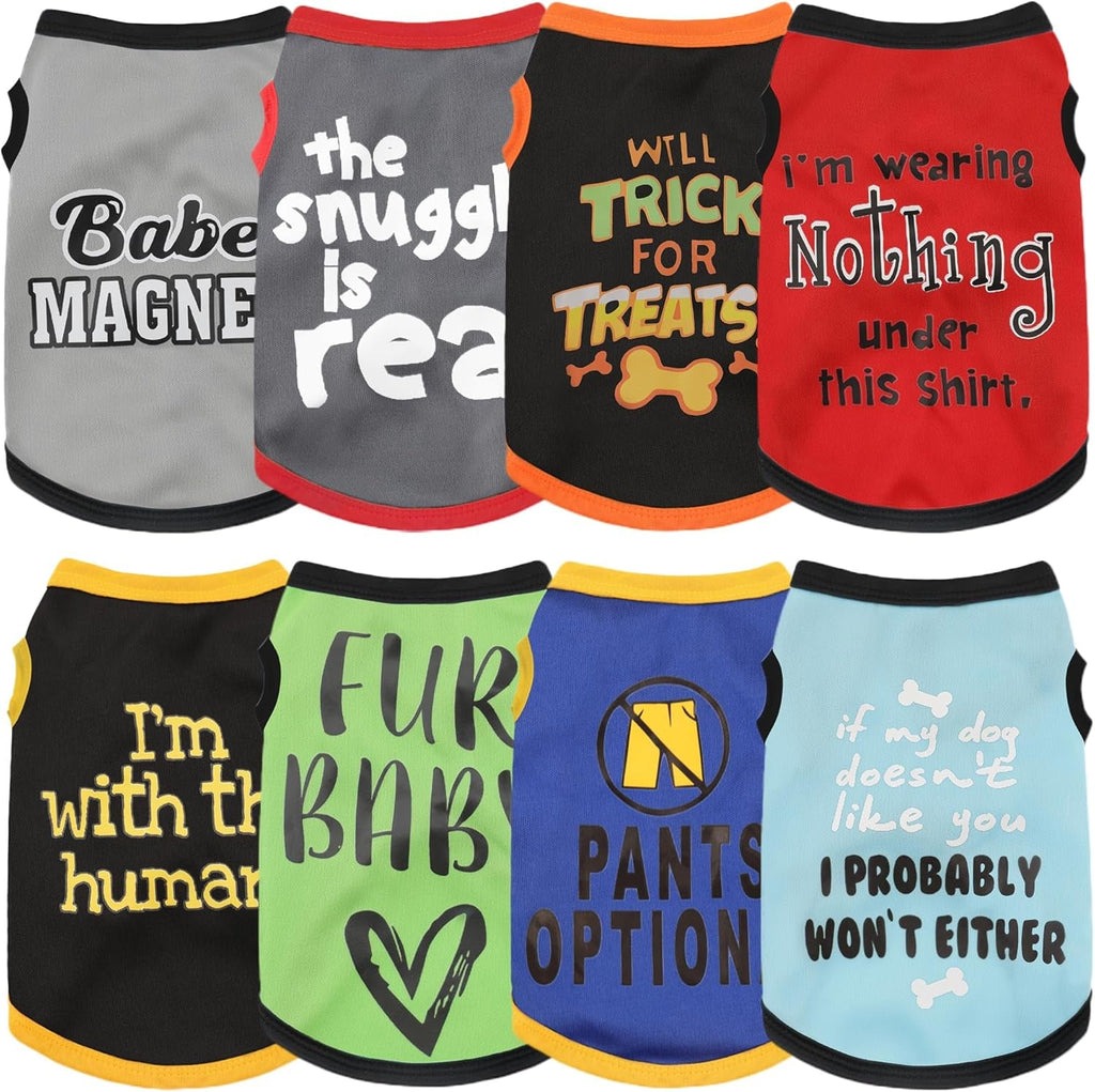 Dog Shirt Set 8 Pack Breathable Puppy Clothes Summer Fall XS - 3XL - PhishStones Products