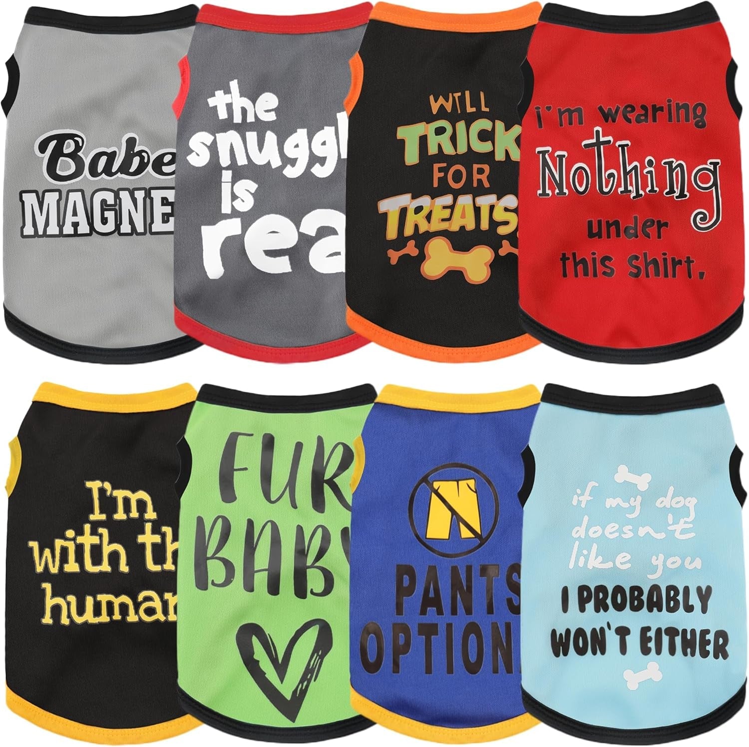 Dog Shirt Set 8 Pack Breathable Puppy Clothes Summer Fall XS - 3XL - PhishStones Products