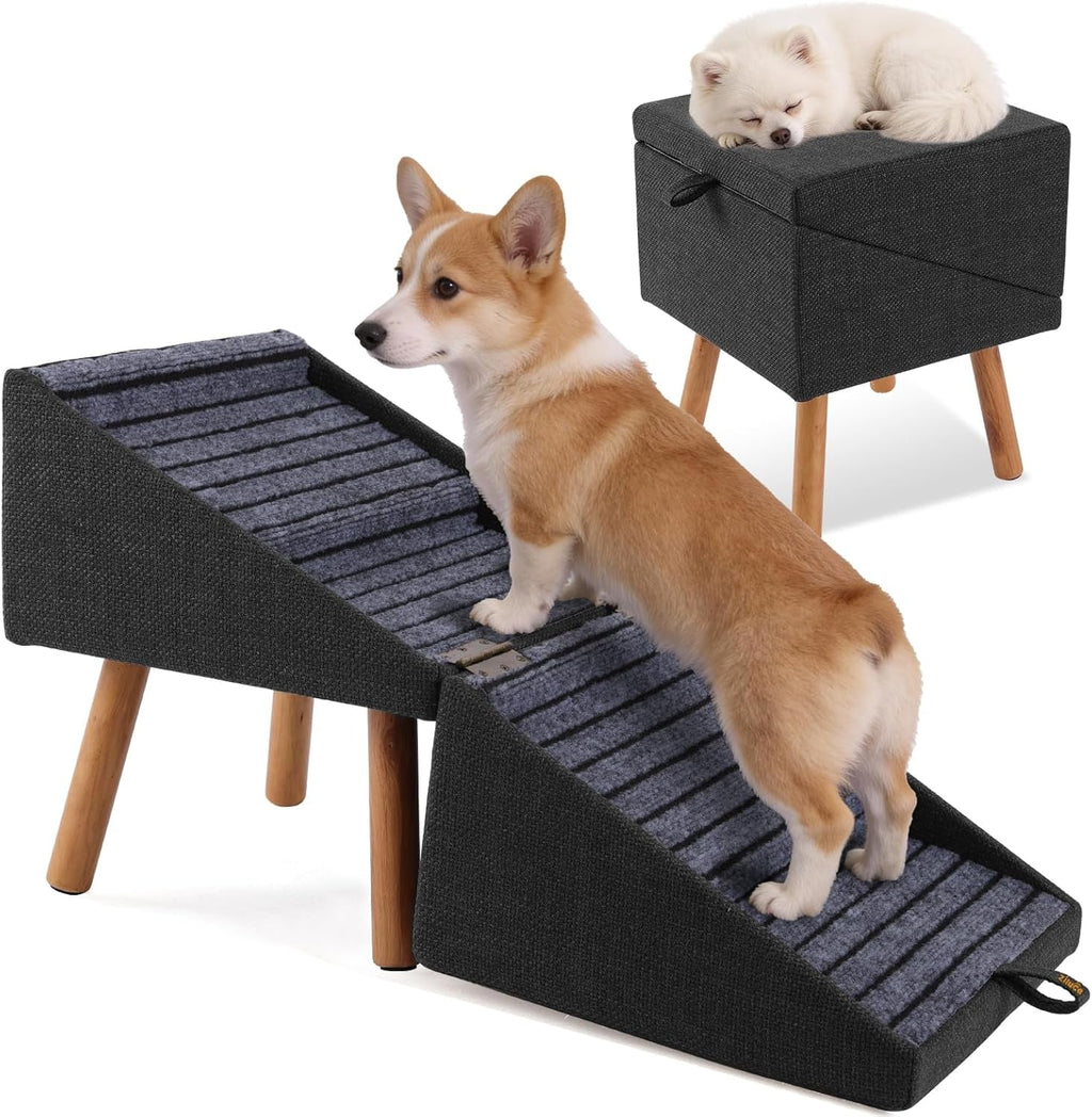 Dog Stairs for Couch 2 in 1 Foldable Pet Steps Ottoman Non Slip - PhishStones Products
