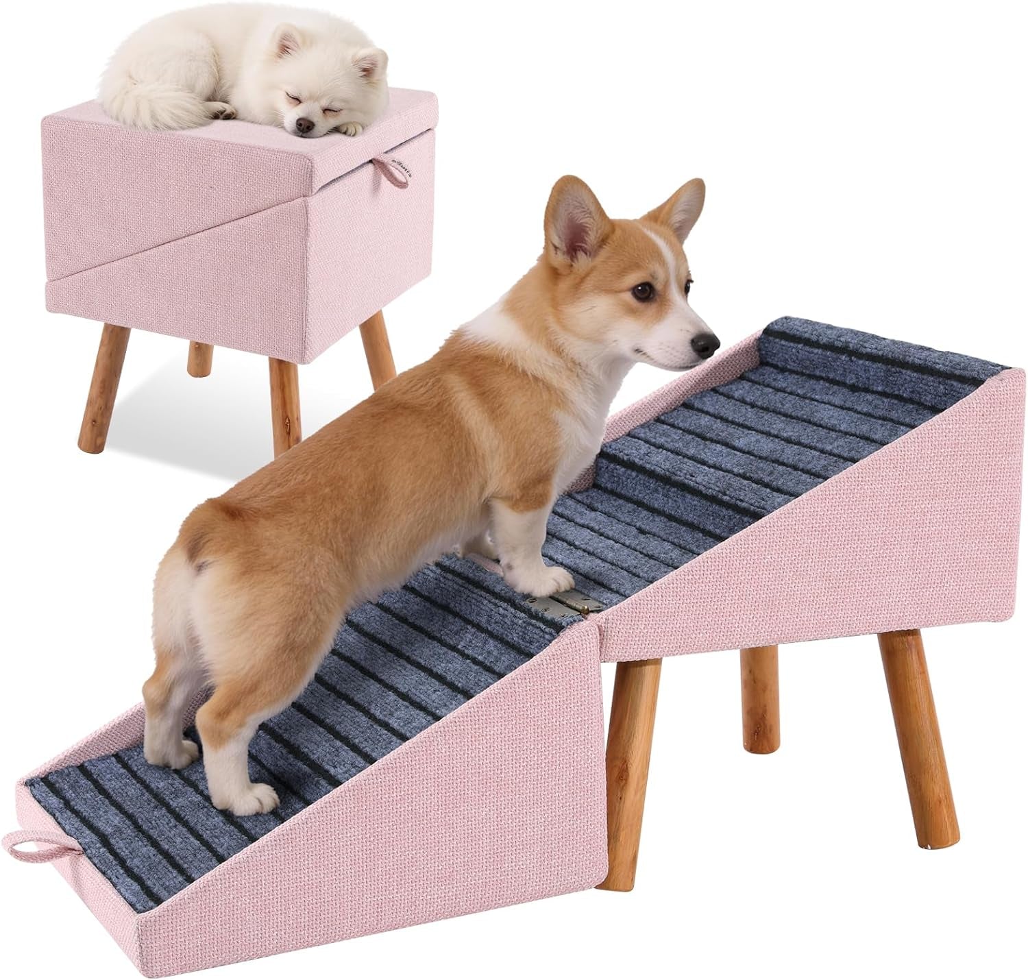 Dog Stairs for Couch 2 in 1 Foldable Pet Steps Ottoman Non Slip - PhishStones Products