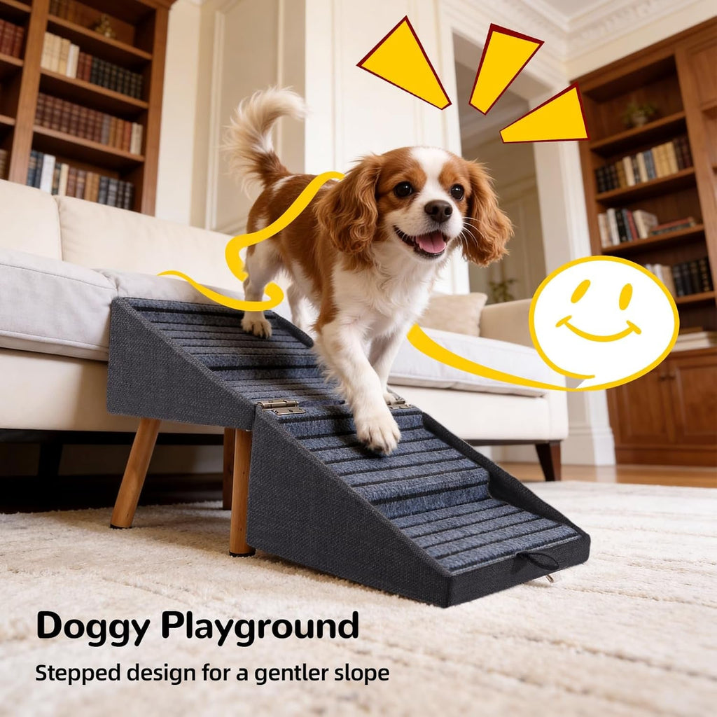 Dog Stairs for Couch 2 in 1 Foldable Pet Steps Ottoman Non Slip - PhishStones Products