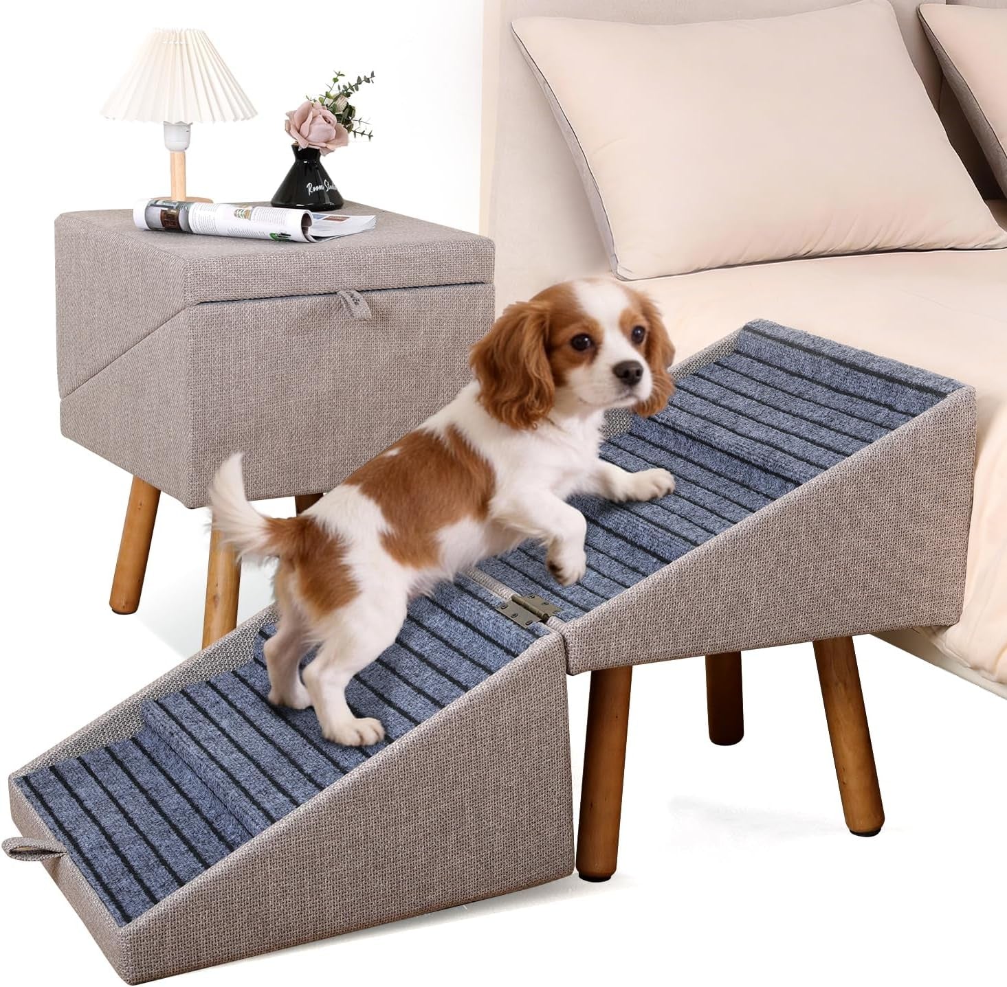 Dog Stairs for Couch 2 in 1 Foldable Pet Steps Ottoman Non Slip - PhishStones Products