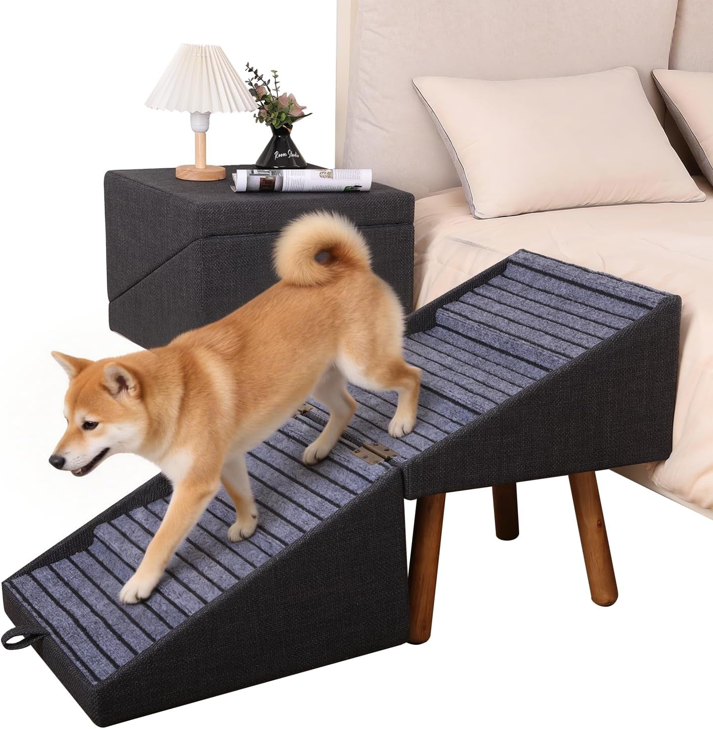 Dog Stairs for Couch 2 in 1 Foldable Pet Steps Ottoman Non Slip - PhishStones Products