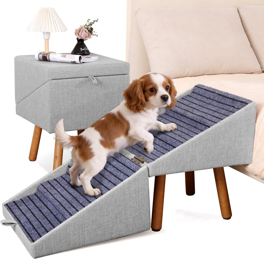 Dog Stairs for Couch 2 in 1 Foldable Pet Steps Ottoman Non Slip - PhishStones Products