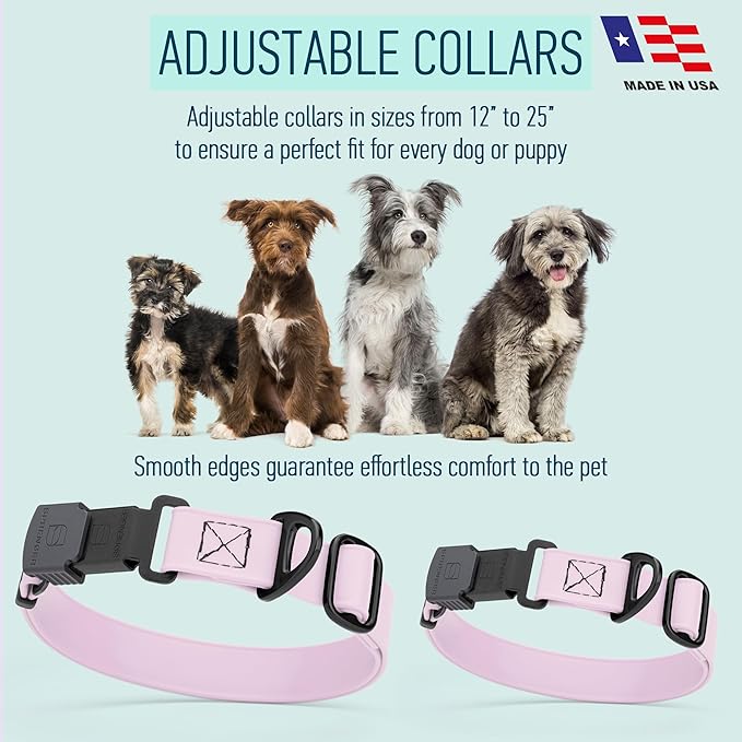 Dogline Biothane Waterproof Dog Collar with Herm Sprenger Stainless Steel Quick Release Buckle – Heavy Duty Tactical Durable Collar for Dogs – Comfortable and Safe Pet Collar, W 3/4" L 12 - 19", Pastel - PhishStones Products