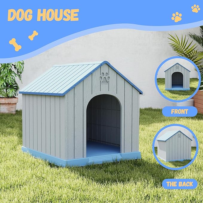 DRATO Dog Houses Resin Small Indoor Outdoor Dog Kennel for All - Weather Use Cozy Shelter for Small Dogs in Home, Garden, or Balcony - PhishStones Products
