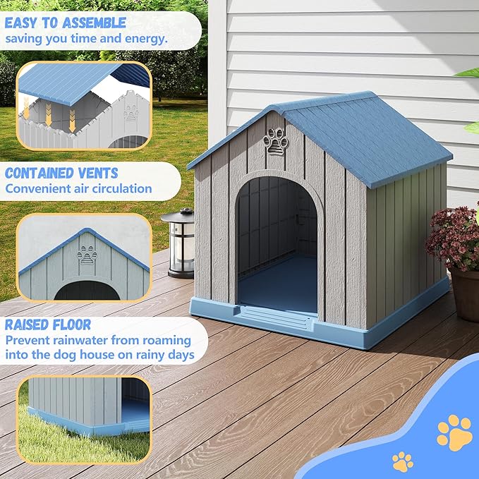 DRATO Dog Houses Resin Small Indoor Outdoor Dog Kennel for All - Weather Use Cozy Shelter for Small Dogs in Home, Garden, or Balcony - PhishStones Products