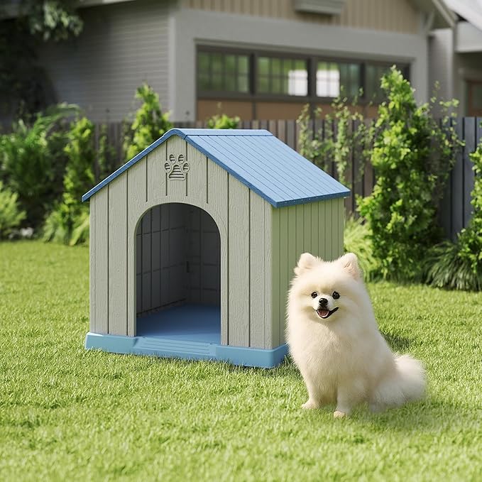 DRATO Dog Houses Resin Small Indoor Outdoor Dog Kennel for All - Weather Use Cozy Shelter for Small Dogs in Home, Garden, or Balcony - PhishStones Products