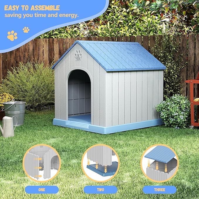 DRATO Dog Houses Resin Small Indoor Outdoor Dog Kennel for All - Weather Use Cozy Shelter for Small Dogs in Home, Garden, or Balcony - PhishStones Products