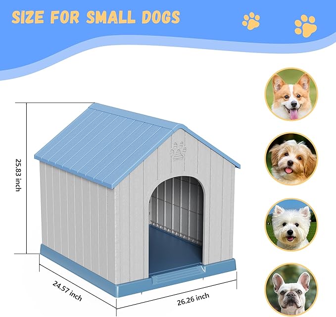 DRATO Dog Houses Resin Small Indoor Outdoor Dog Kennel for All - Weather Use Cozy Shelter for Small Dogs in Home, Garden, or Balcony - PhishStones Products