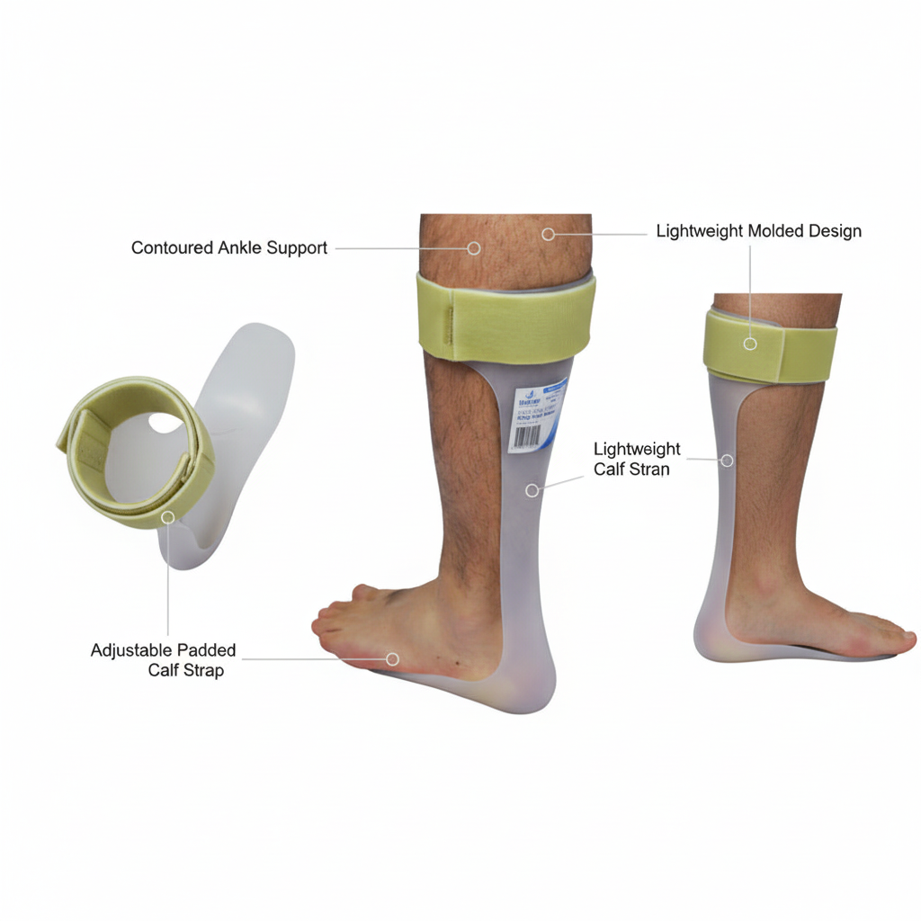 Drop Foot Brace Left Medium | Dorsiflexion Assist | Shoe Compatible | Men's 6.5-10 Women's 8-11.5