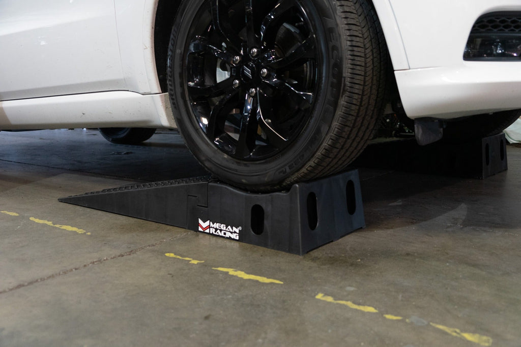 Megan Racing Low Profile Drive-On Ramps - Universal 65mm Raise, 5000lbs Load, Black MR-RAMP-01