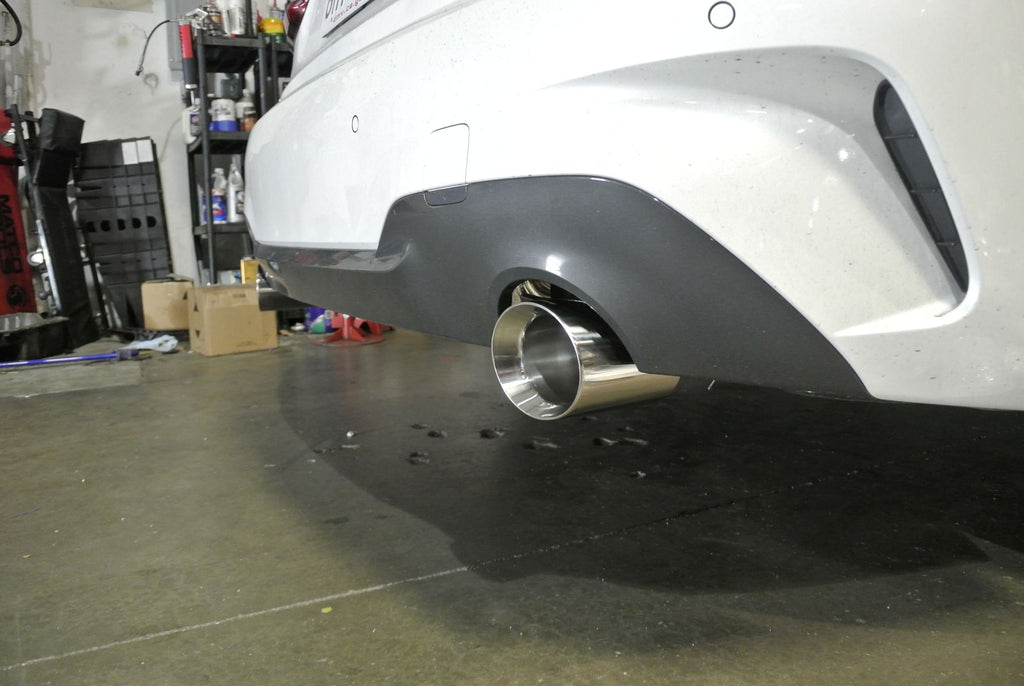 Megan Racing Supremo Axle Back Exhaust System for 2019 BMW 3-Series G20 RWD - T304 Stainless, Burnt Tip