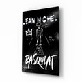 Black White Stick Figure Crown Glass Wall Art