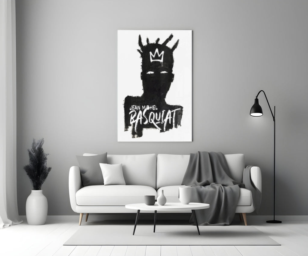 Black Silhouette Crowned King Glass Wall Art