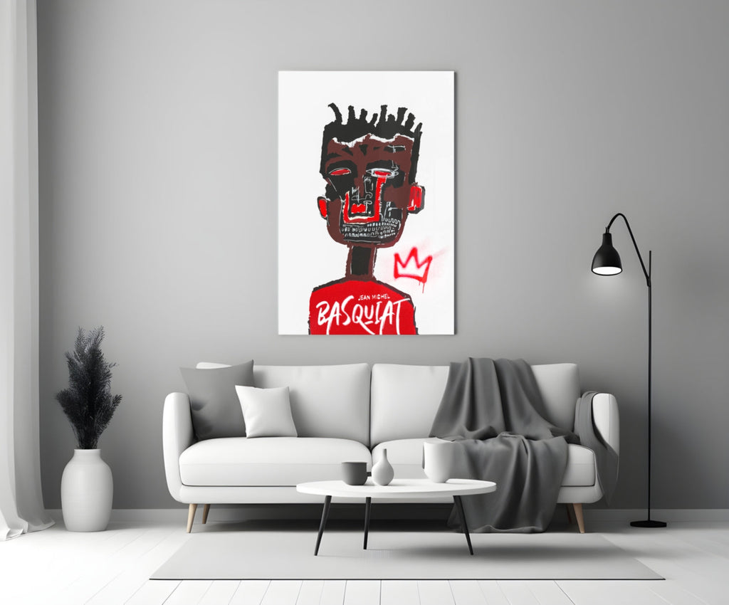 Red Portrait Crowned Youth Glass Wall Art