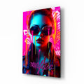 Pink Graffiti Drip Woman Glass Wall Art