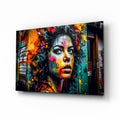 Shutter Wall Curly Hair Woman Glass Wall Art