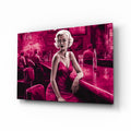 Magenta Blonde at Diner Bar Glass Wall Art