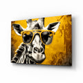 Mustard Giraffe Yellow Shades Glass Wall Art