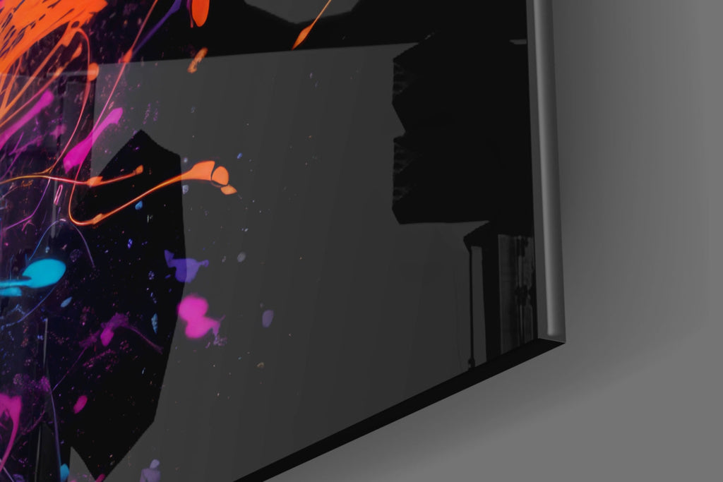 Neon Splash Astronaut Glass Wall Art
