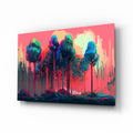 Dripping Paint Pink Treetops Glass Wall Art