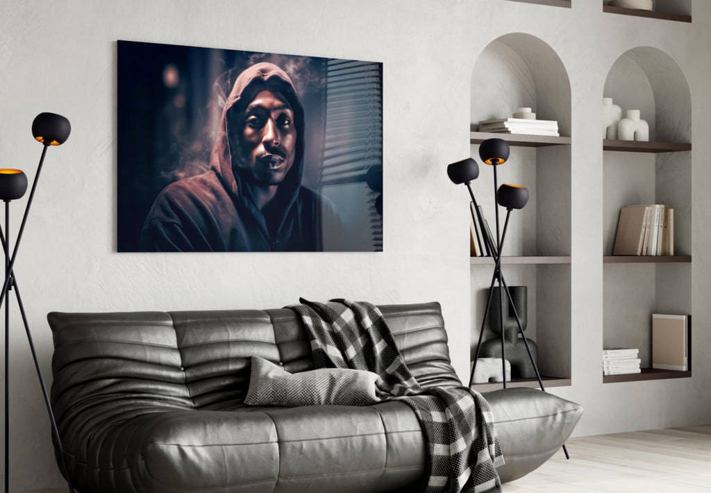 Dark Night Street Hoodie Rapper Glass Wall Art