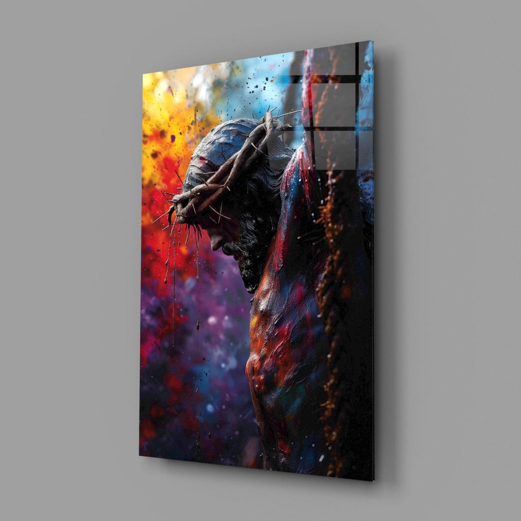 Crown Of Thorns Colorful Splatter Glass Wall Art