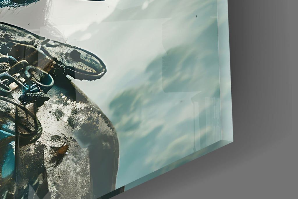 Teal Spartan Helmet Profile Glass Wall Art