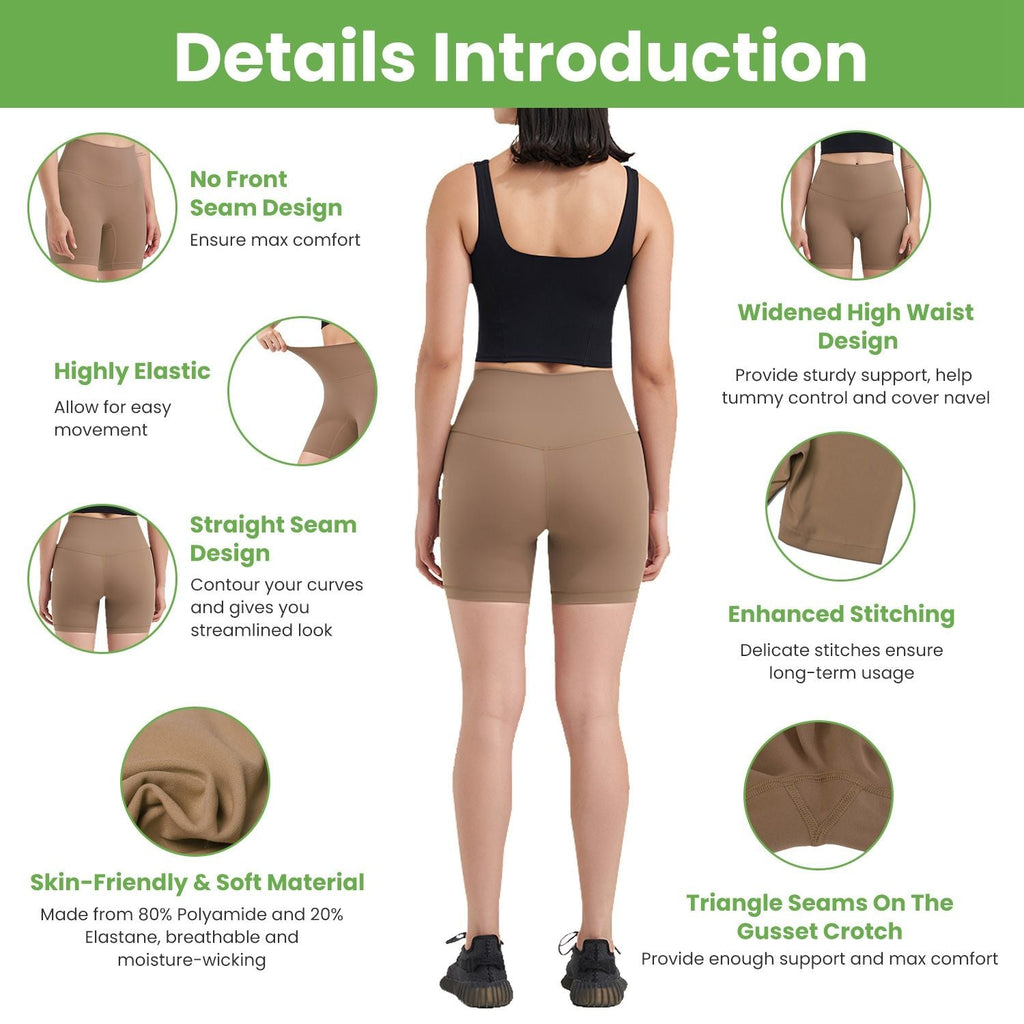 Women's High Waist Biker Shorts Tummy Control Pants Athletic Leggings Spandex Booty Shorts with 6.3In Inseam No Front Seam for Workout Yoga Running Volleyball Dance