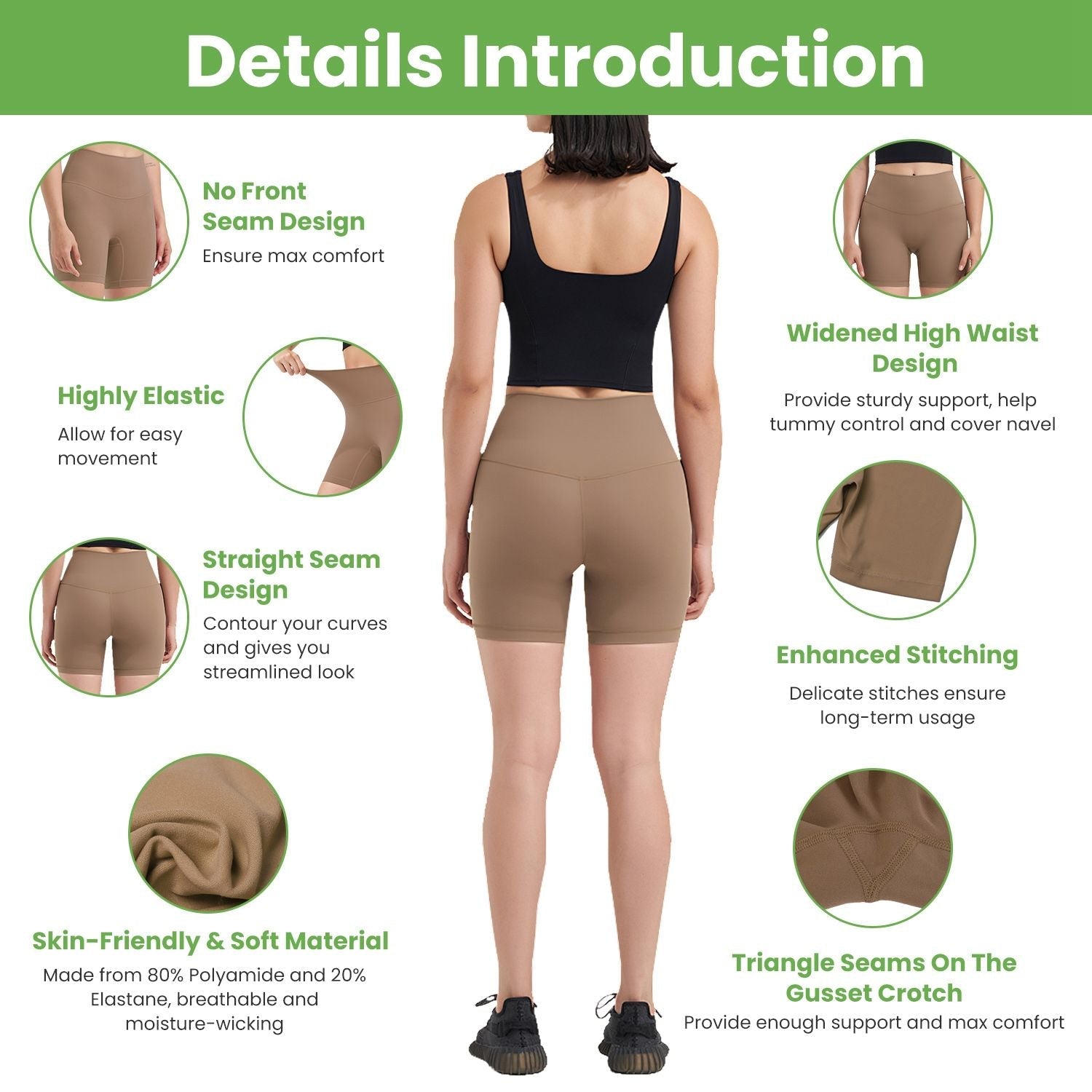 Women's High Waist Biker Shorts Tummy Control Pants Athletic Leggings Spandex Booty Shorts with 6.3In Inseam No Front Seam for Workout Yoga Running Volleyball Dance