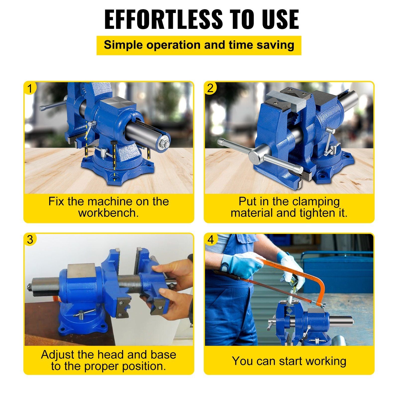VEVOR 6" Heavy Duty Bench Vise , Double Swivel Rotating Vise Head/Body Rotates 360° ,Pipe Vise Bench Vices 30Kn Clamping Force,for Clamping Fixing Equipment Home or Industrial Use