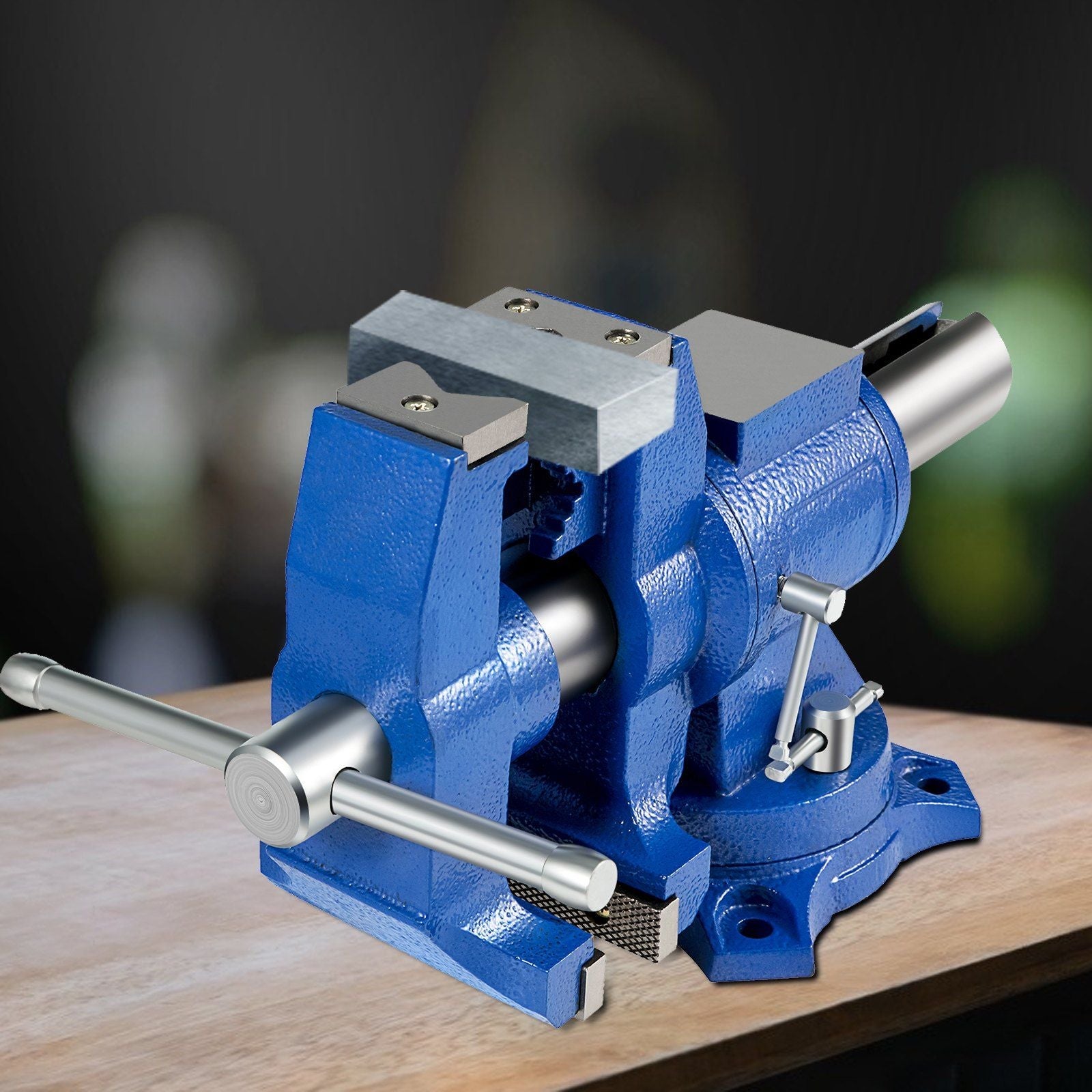 VEVOR 6" Heavy Duty Bench Vise , Double Swivel Rotating Vise Head/Body Rotates 360° ,Pipe Vise Bench Vices 30Kn Clamping Force,for Clamping Fixing Equipment Home or Industrial Use