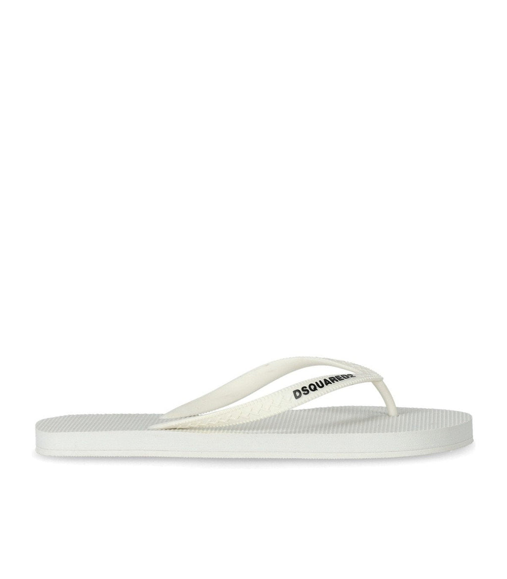 Dsquared2 White Flip Flops With Logo