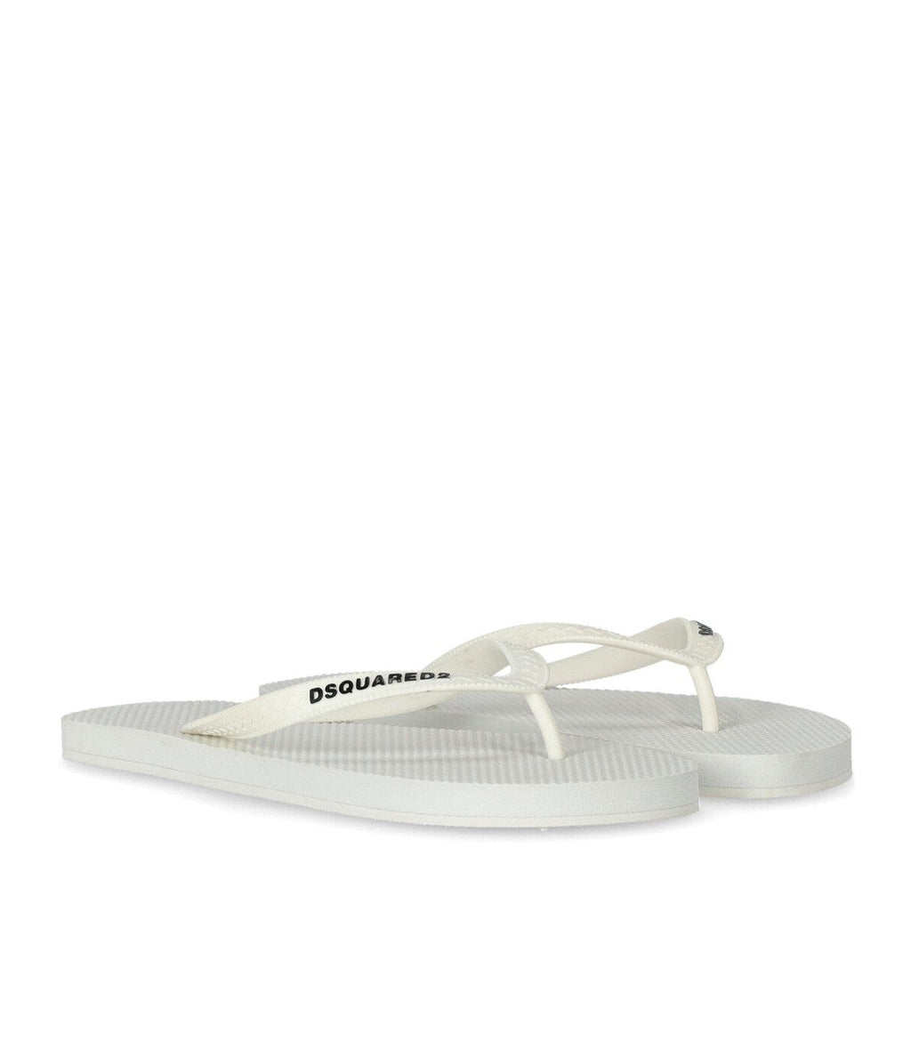 Dsquared2 White Flip Flops With Logo