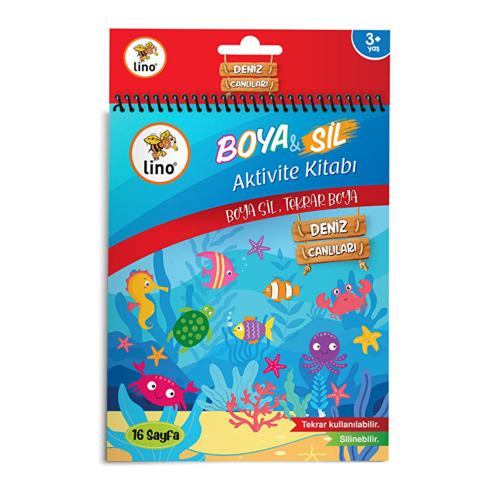 Lino Boya Reusable Underwater Adventure Coloring Book for Kids - Erasable, Washable, & Sustainable Fun.