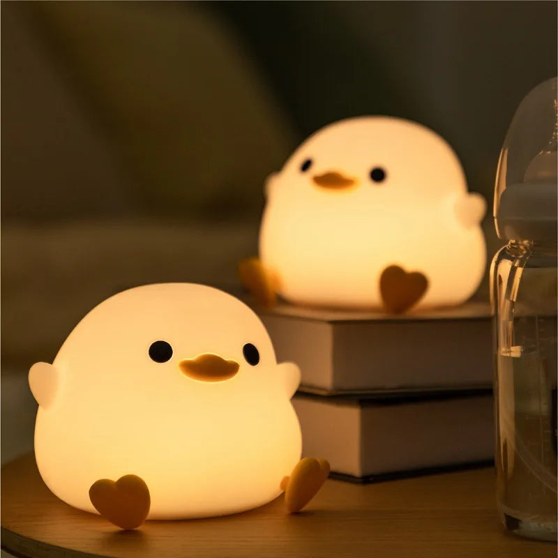 Duck LED Night Light Silicone Rechargeable USB Touch Lamp with Timer Kids Bedroom Gift - PhishStones Products