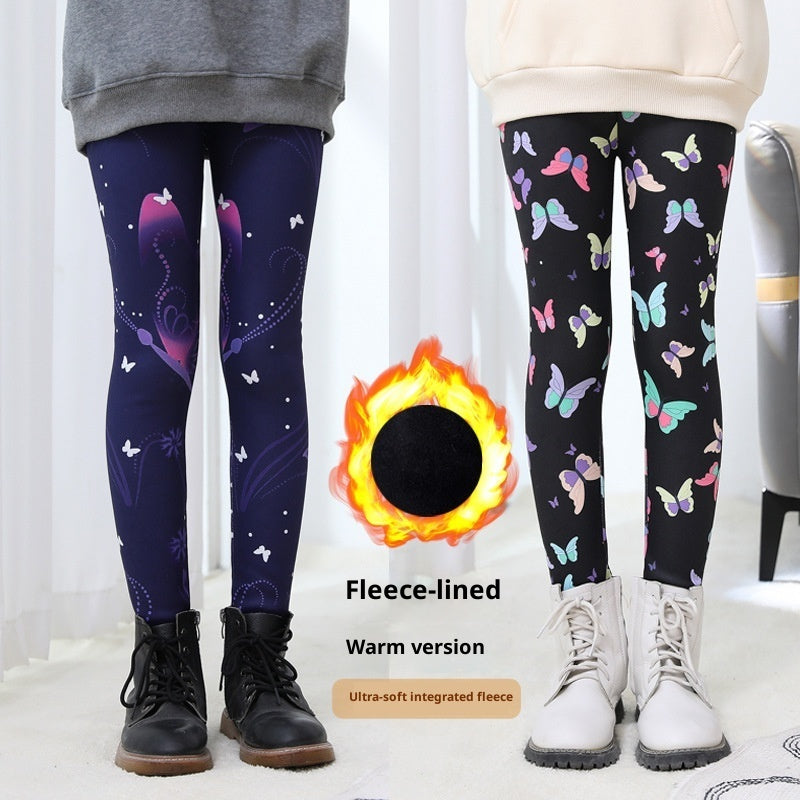 Basic Fleece-lined Extra-thick Childrens Leggings
