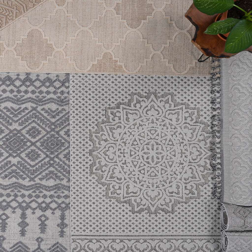 NAAR Guros Collection 6X9 Mocha / Geometric Indoor / Outdoor Area Rug
