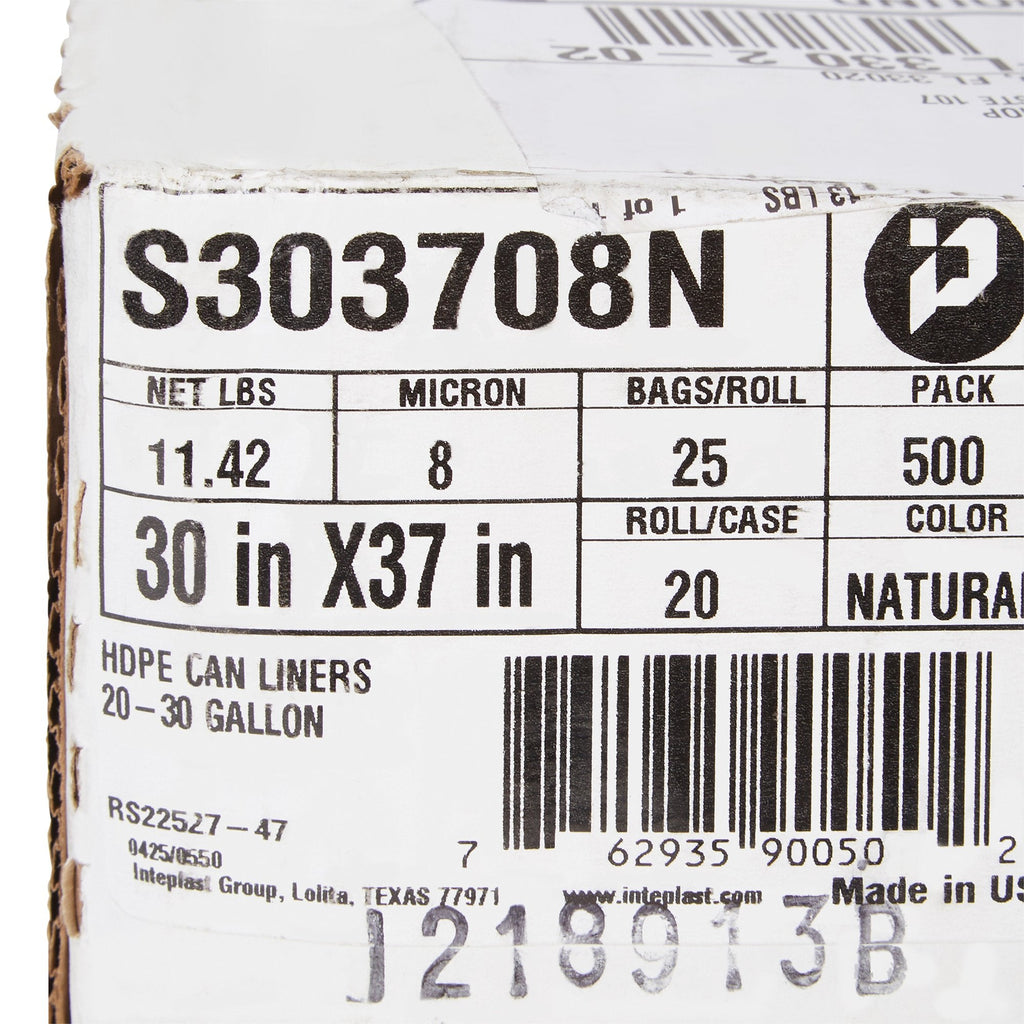 McKesson Light Duty Clear Trash Bags, 30 gal, 8 Mic S303708N