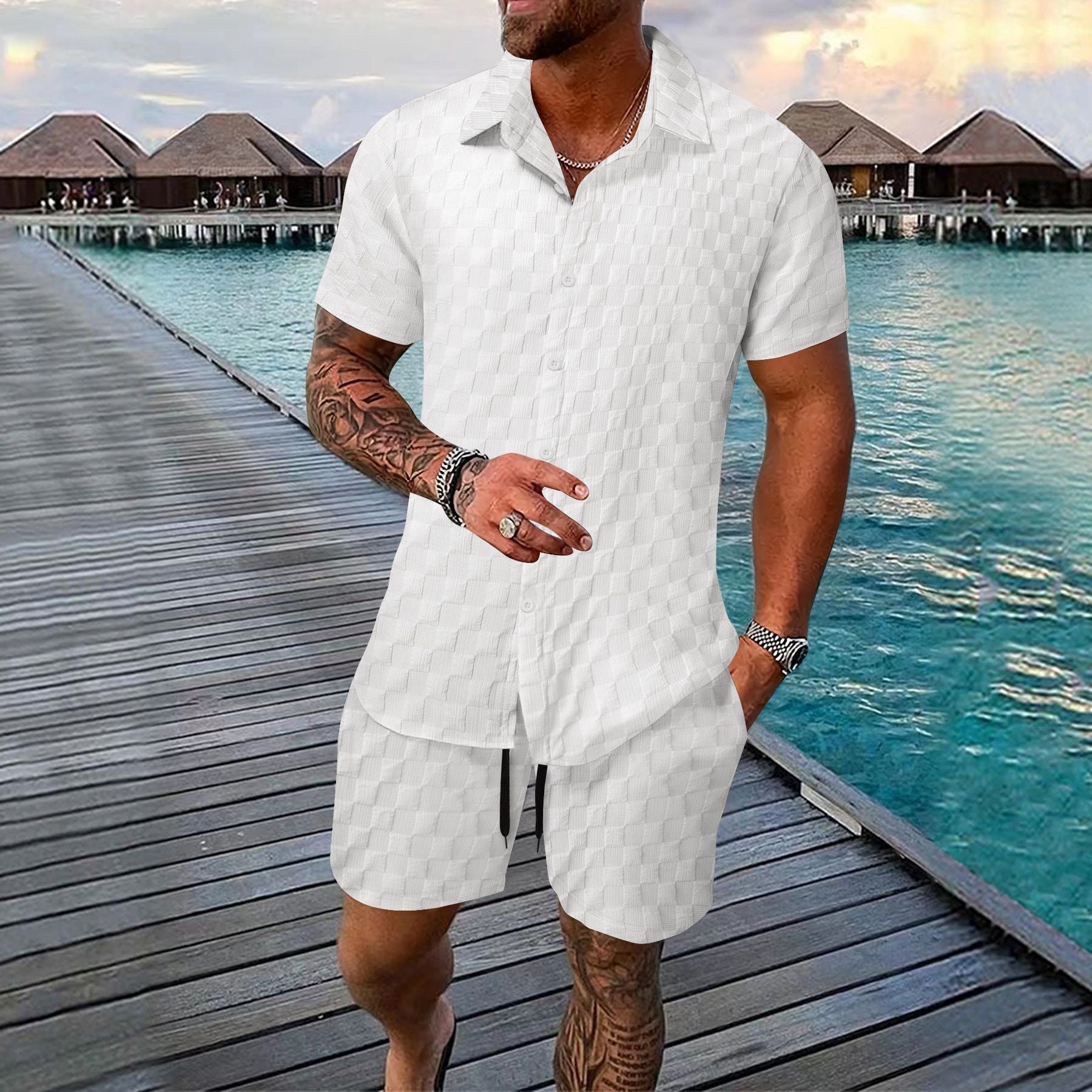 Men's Chemical Fiber Shirt Casual Suit