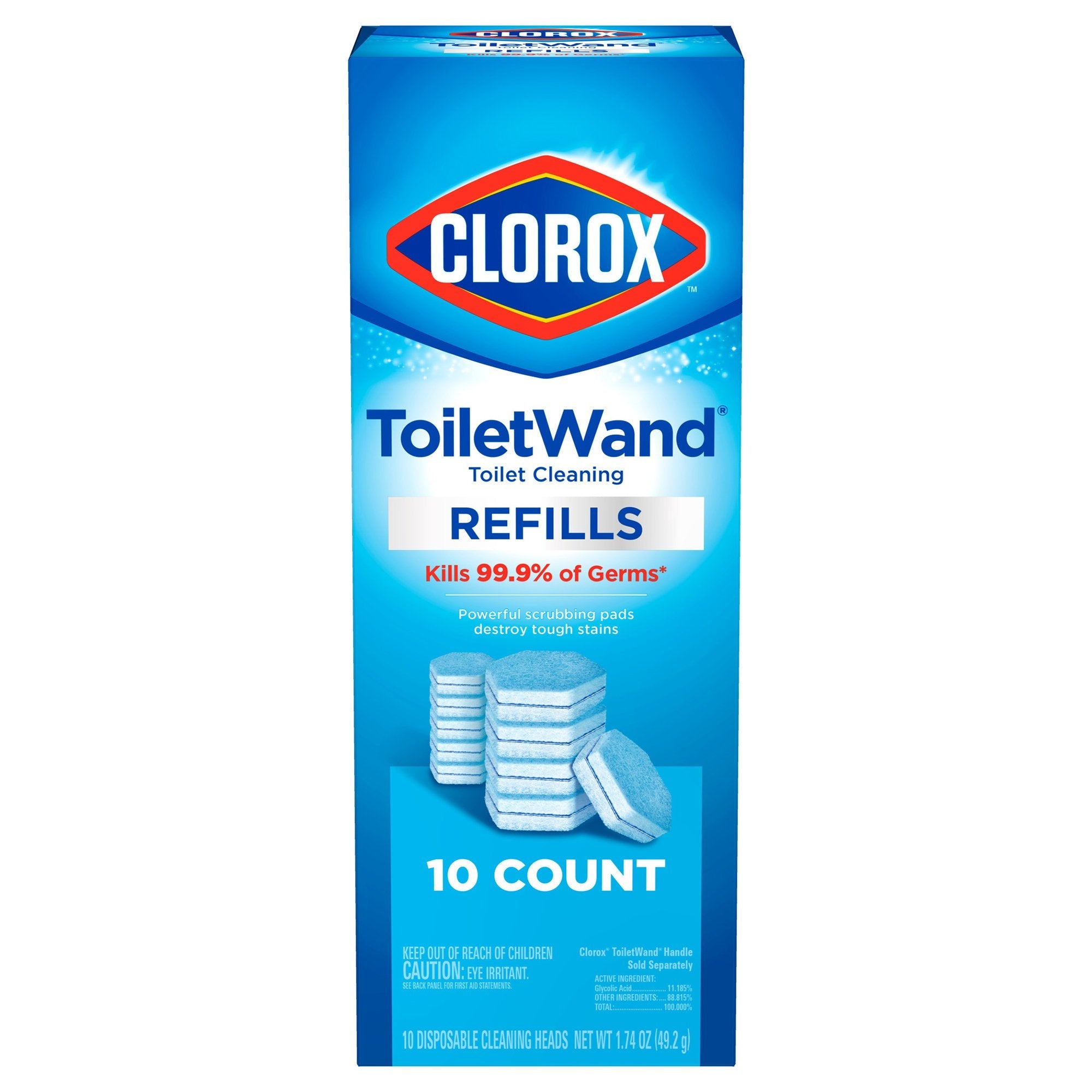 Toilet Bowl Cleaner Disinfecting Refill Pads Clorox® Blue / White, 3 Inch, Sponge Head 31620