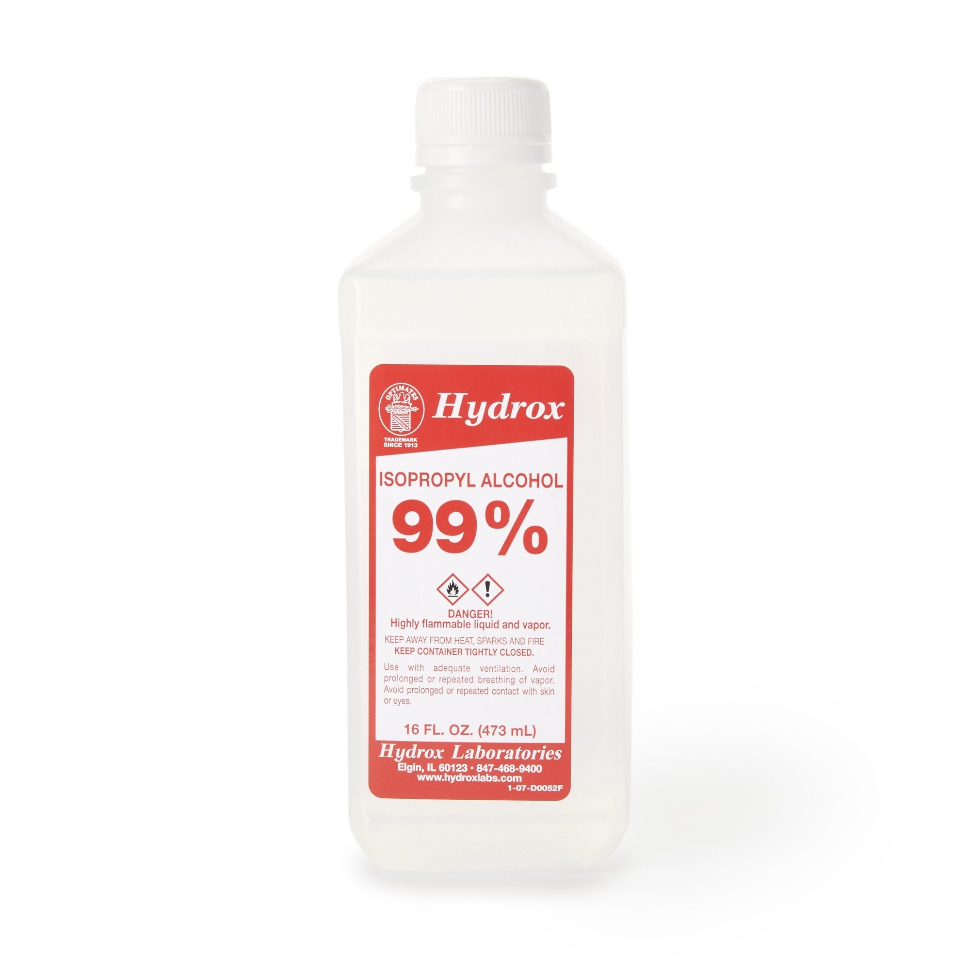 Hydrox Isopropyl Alcohol, 99% Strength Alcohol for Technical Use, 16 ounces D0052