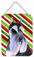 Schnauzer Candy Cane Holiday Christmas Wall or Door Hanging Prints Aluminum Metal Sign Kitchen Wall Bar Bathroom Plaque Home Decor Front Door Plaque, 12x16, Multicolor
