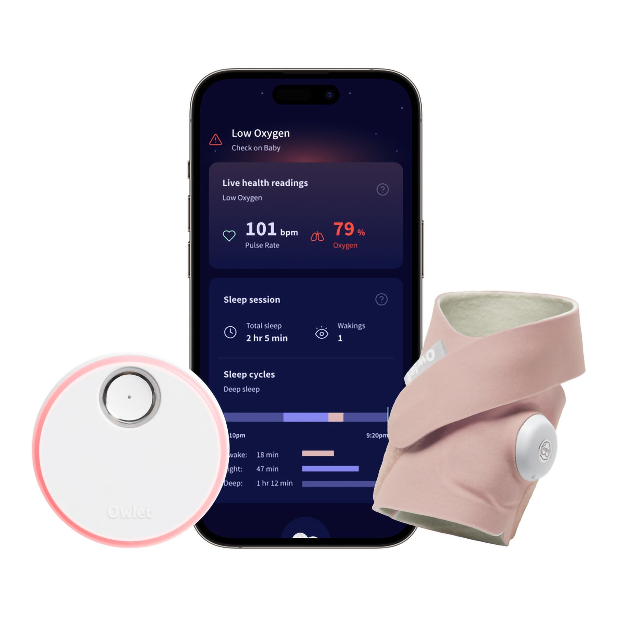 Baby Monitoring System Owlet® Dream Sock Dusty Rose BM06N20MCJ
