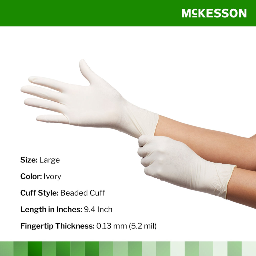 McKesson Confiderm® CL Latex Exam Glove, Large, Ivory 14-428